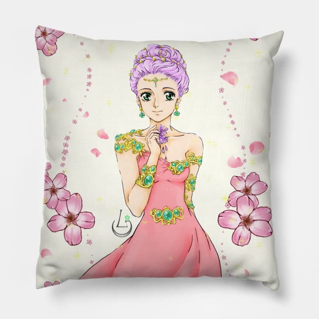 Lady Sakura Pillow by AudreyWagnerArt