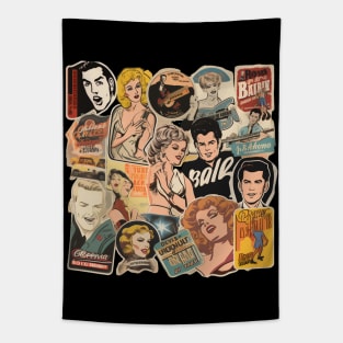 1960 Retro Rock’n’Roll Collection Great Gifts For 60’s Lifestyle and Music Lovers Tapestry