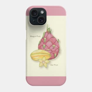 Exotic Dragon Fruit & Tropical Star Fruit Watercolor Painting Phone Case