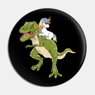 Unicorn Riding T-Rex Gift Pin