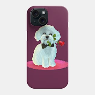 Maltese with Rose Phone Case