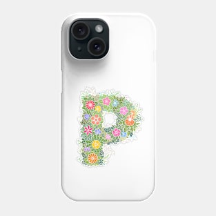 "P" Floral Letter Monogram Phone Case