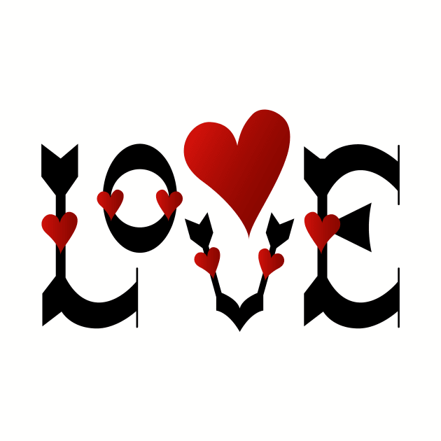 Lettering text Love with hìred heart. by linasemenova