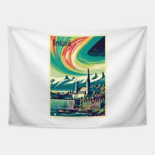 Reykjavik, Iceland, Travel poster Tapestry