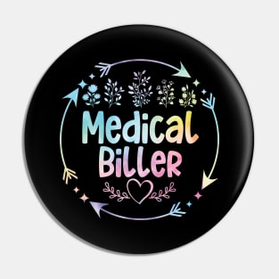 Medical Biller Medical billing specialist cute floral watercolor Pin