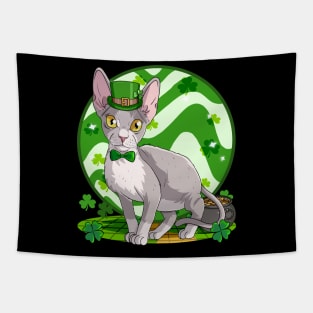 Devon Rex Cat St. Patricks Day Leprechaun Tapestry