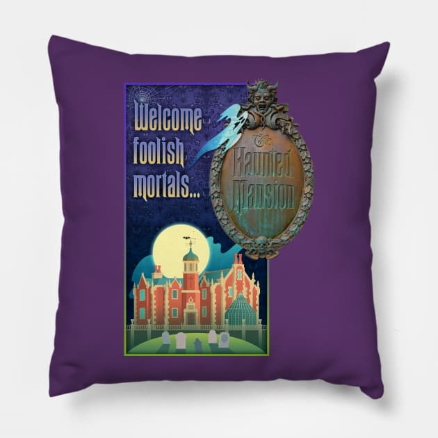 Foolish Mortals Pillow by Rosado