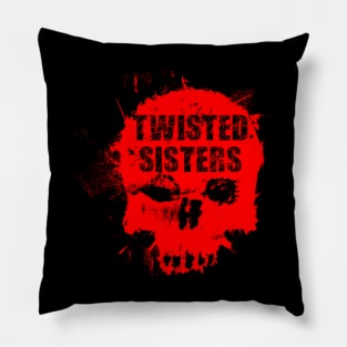 Twisted Sisters Skull Pillow