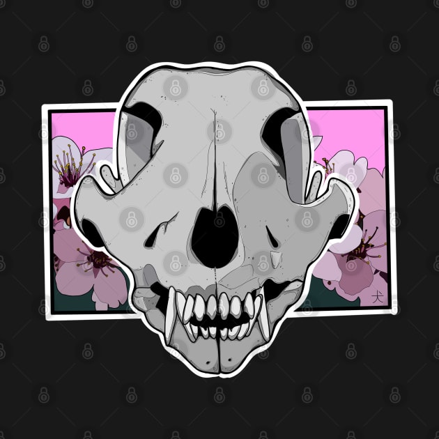 Dog skull with flowers by rob-cure