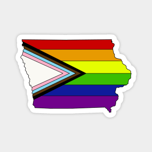 progress pride flag - Iowa Magnet