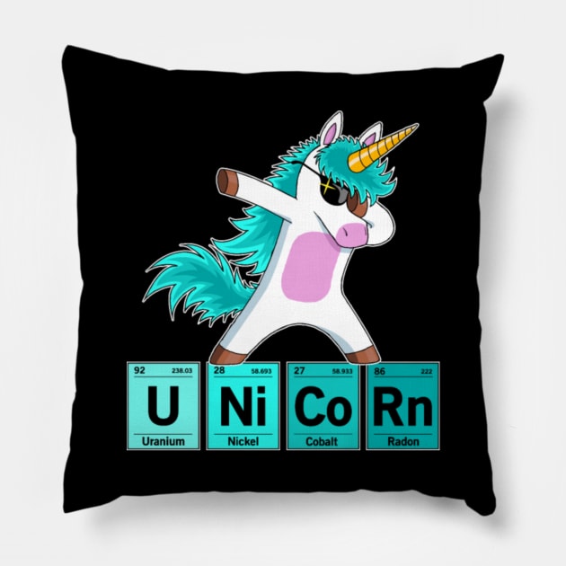 Dabbing Unicorn Dab Dance Chemical Elements Pillow by Xizin Gao