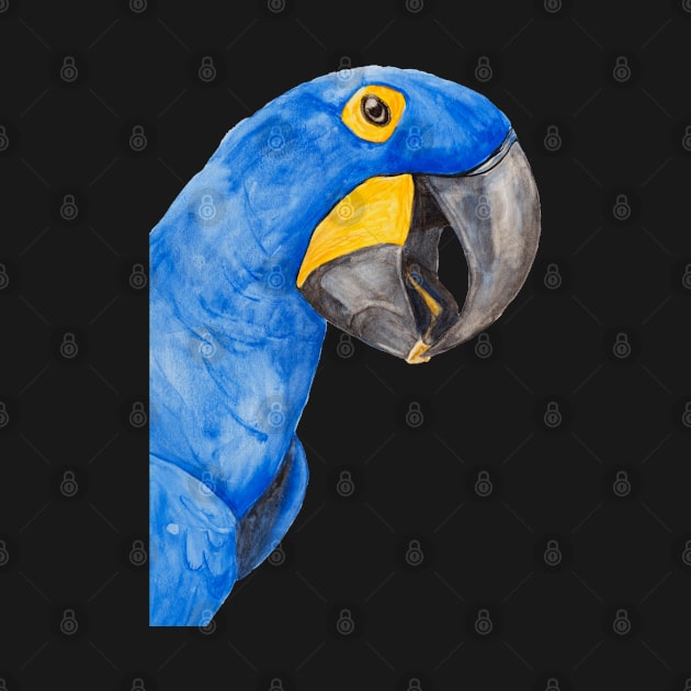 hyacinth macaw blue parrot bresil watercolor art print by Oranjade0122