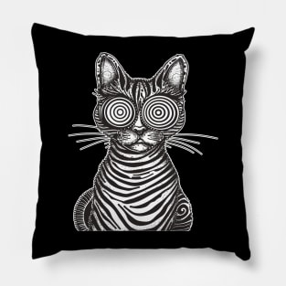 Trippy Psychedelic Rave Weirdcore Cat Lover Weird Cat Pillow