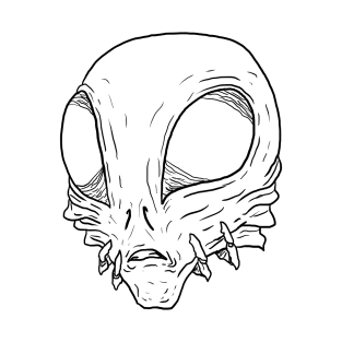 Scary Alien Monster Horror Black Lineart T-Shirt