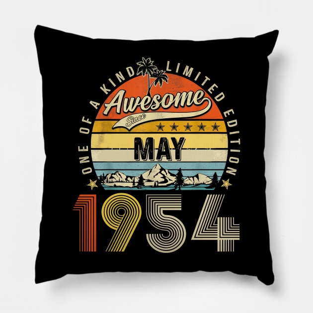 Awesome Since May 1954 Vintage 69th Birthday Pillow by Vintage White Rose Bouquets