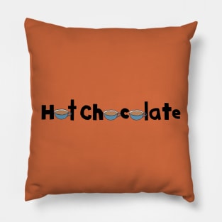 Hot Chocolate Cups of Food Typography Pillow