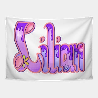 Lilian with purple drips Girls and womens Personalized Custom name Lilian Tapestry