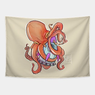 Octopus attacking a Space Rocket Tapestry