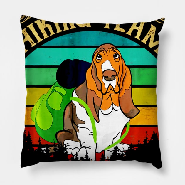 Basset Hound Hiking Team We Will Get There Vintage Pillow by Jipan