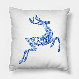 Decorative Blue Christmas Deer Pillow