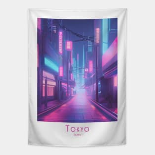 Abstract Vintage Retro Neon Tokyo Japan Nights Tapestry