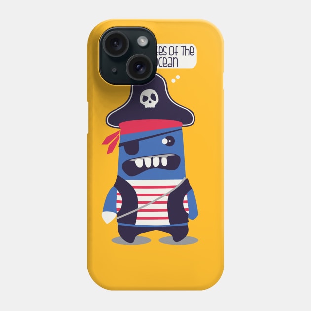 Pirate Monster T-Shirt Phone Case Tee Totebag Phone Case by mertkaratay