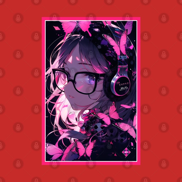 Aesthetic Anime Girl Pink Rosa Black | Quality Aesthetic Anime Design | Premium Chibi Manga Anime Art by AlNoah