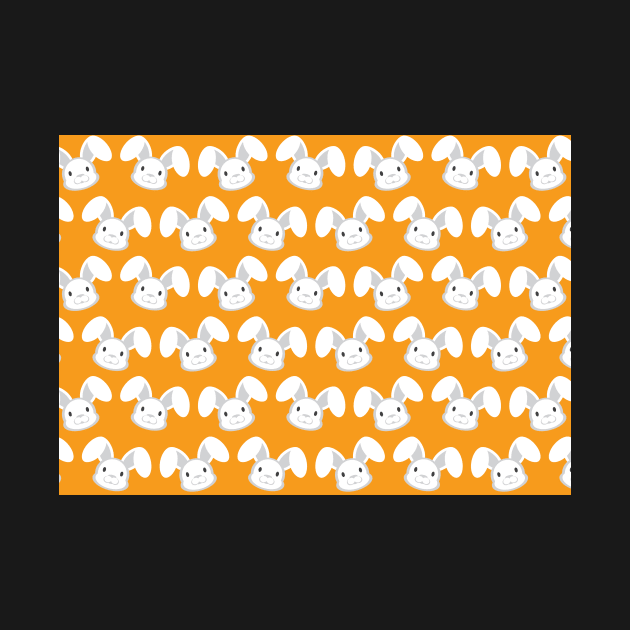 Cute White Bunny on Yellow background by sigdesign