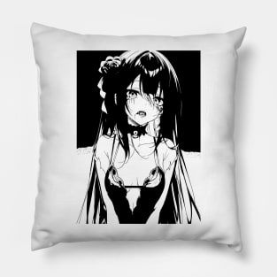 Black and white Gothic Anime Girl Pillow