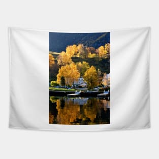 Autumn Trees Flam Aurlandsfjord Norway Tapestry