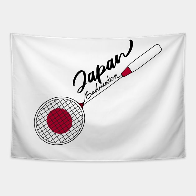 Japan Badminton Flag of Japan Support Japanese Team of Badminton Racket Tapestry by Mochabonk