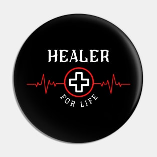 Healer for Life Heartbeat ECG Heart Line Design Roleplaying Game Healing Class Pin