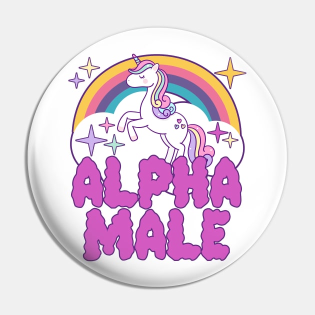 Ironic Alpha Male Unicorn Rainbow Funny Meme Pin by artbooming