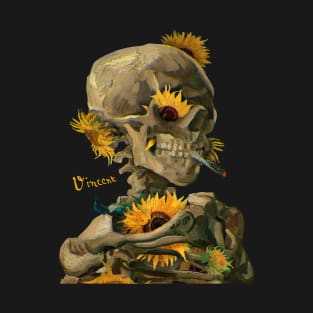 Van Gogh Skull, Sunflowers, Art, Aesthetic art, Surreal art, T-Shirt