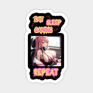 Eat Sleep Gaming Repeat Anime Girl Magnet