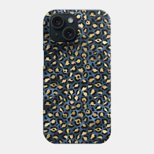 Blue and Gold Leopard Phone Case