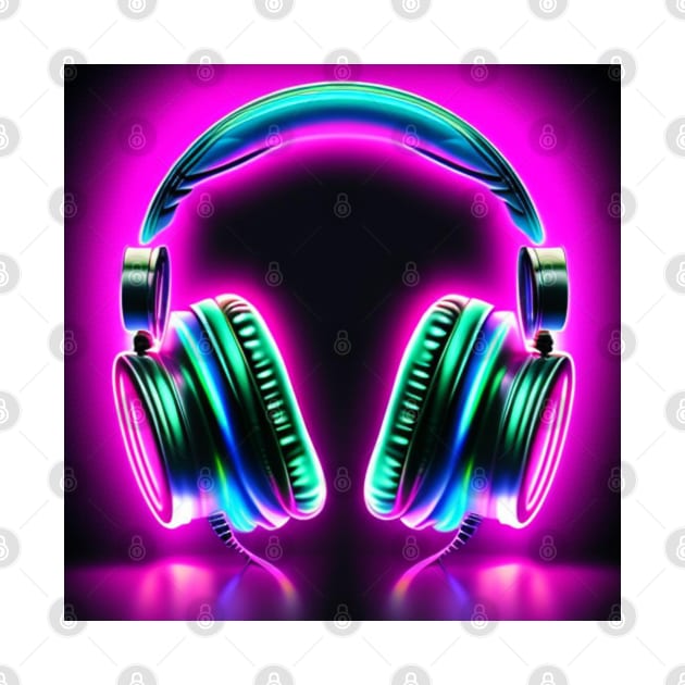 Retro Headphones Holographic by musicgeniusart