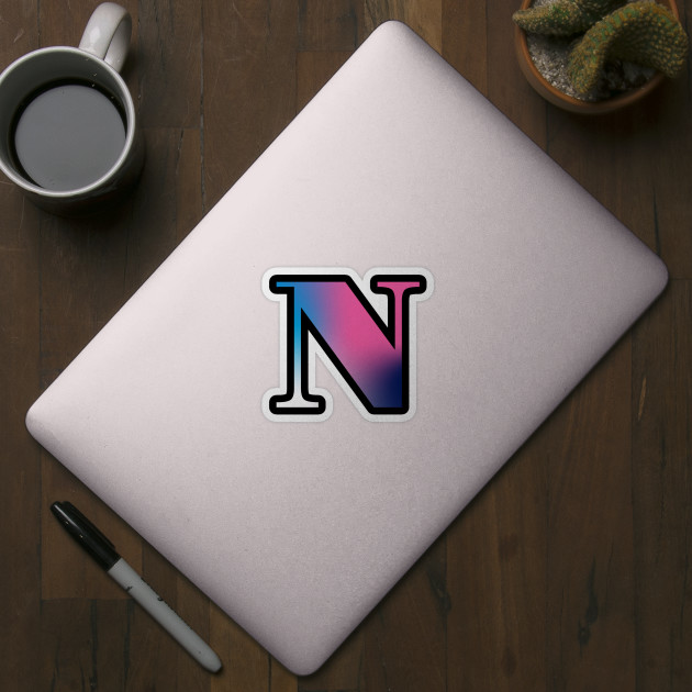 Capital Letter N Monogram Gradient Pink Blue White - Monogram - Hoodie