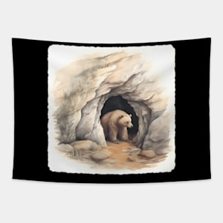 Bear With A Hibernation Cave Animal Winter Shelter Tapestry