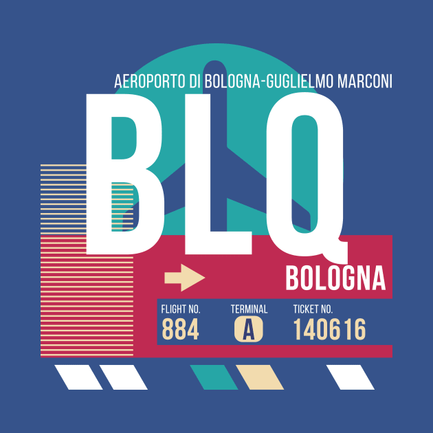 Bologna, Italy (BLQ) Airport Code Baggage Tag E by SLAG_Creative