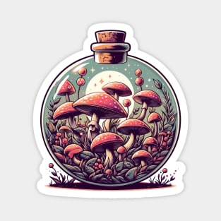Mushroom Garden in Jar Retro Vintage Magnet