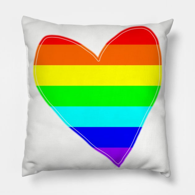 Bright Rainbow Love Heart Pillow by ellenhenryart