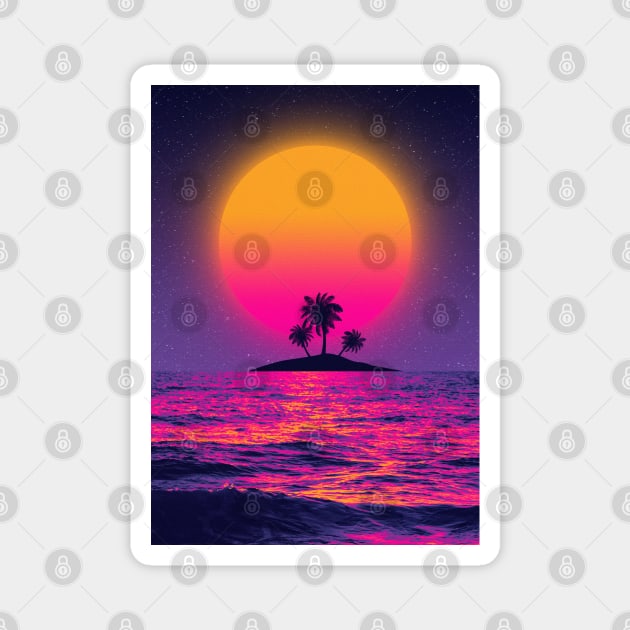 Sunset beach Magnet by mrcatguys