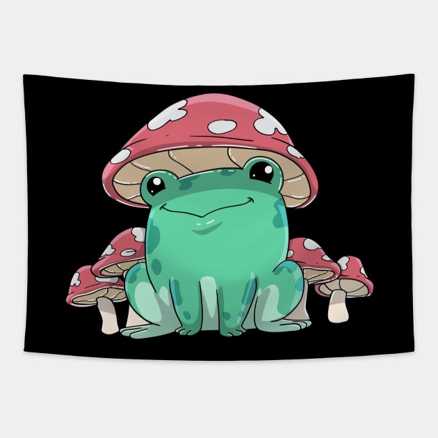 Frog Mushroom Kawaii Anime Tapestry by KAWAIITEE