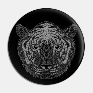 Abstract Grey Water Tiger Head Pin