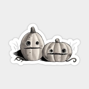 Old Friends - Pumpkins in Black and Grey Magnet