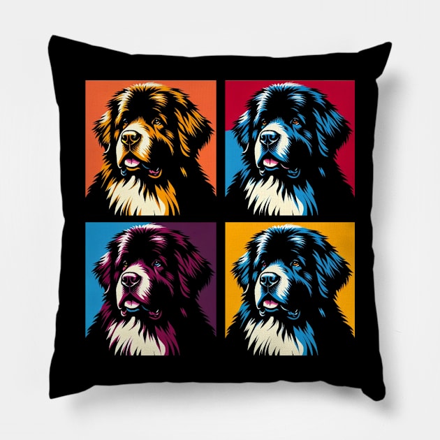 Newfoundland Dog Pop Art - Dog Lover Gifts Pillow by PawPopArt