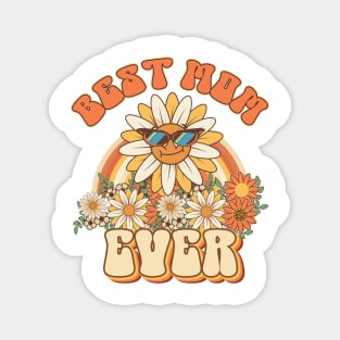 Best mom ever  Retro quote gift for funny mother Vintage floral pattern Magnet