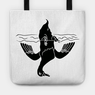 minimalist silhouette illustration of a diving duck Tote