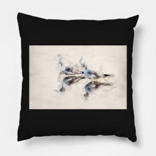 Gull Duo Watercolor Portrait Pillow